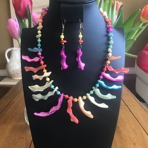 Colorful necklace and earrings